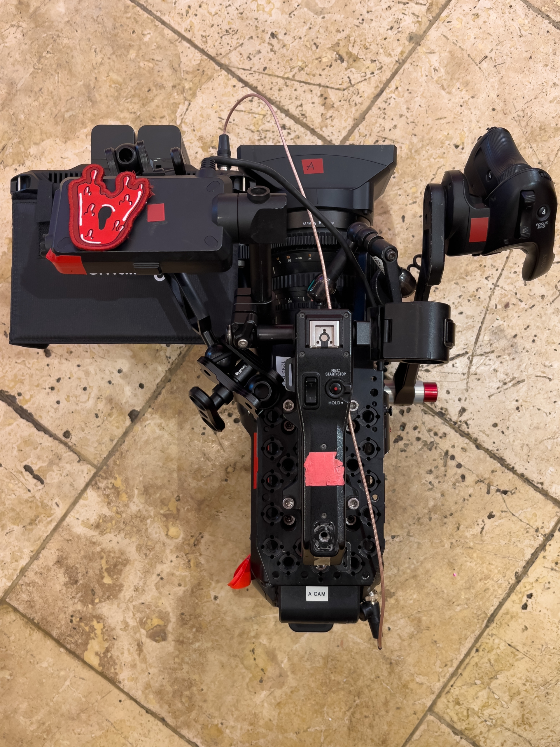 A Camera FS7 sitting on the floor